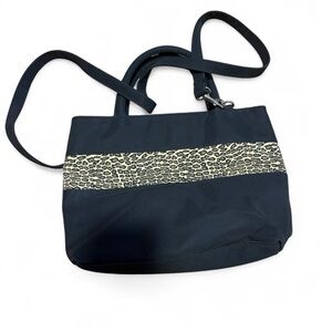 Vintage Y2K 90s black and leopard handbag with detachable straps